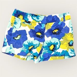 LOFT High Waist Floral Blue and Yellow Shorts